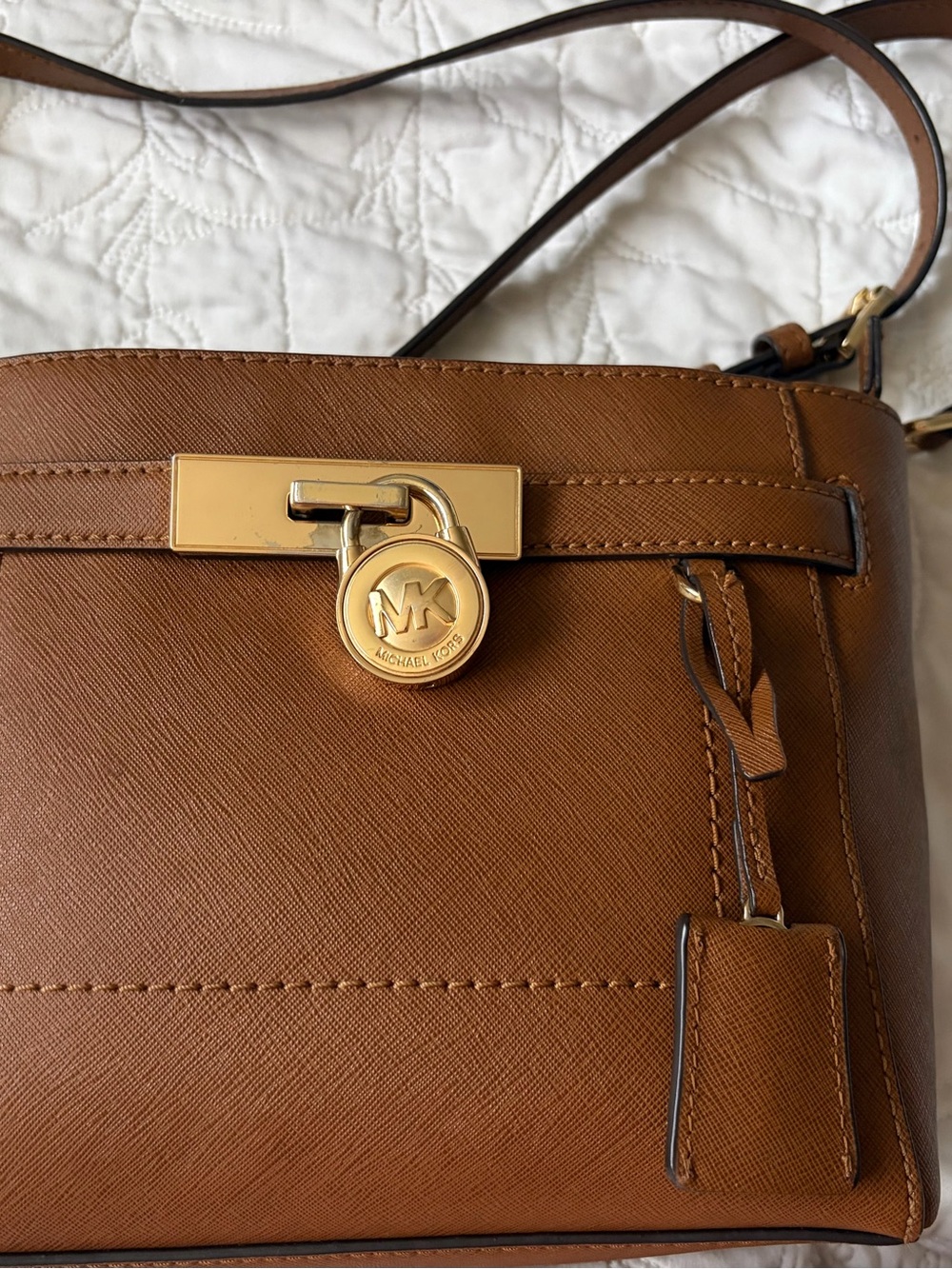 Michael Kors Tan Saffiano Leather Crossbody with Gold Hardware